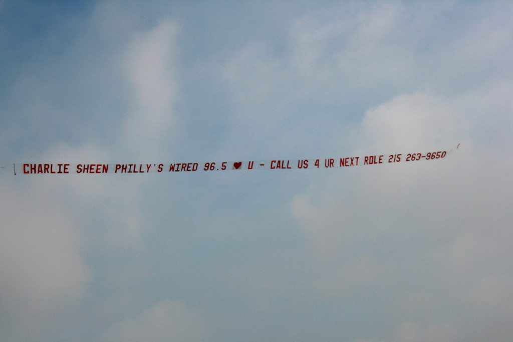 charlie sheen aeroplane banner